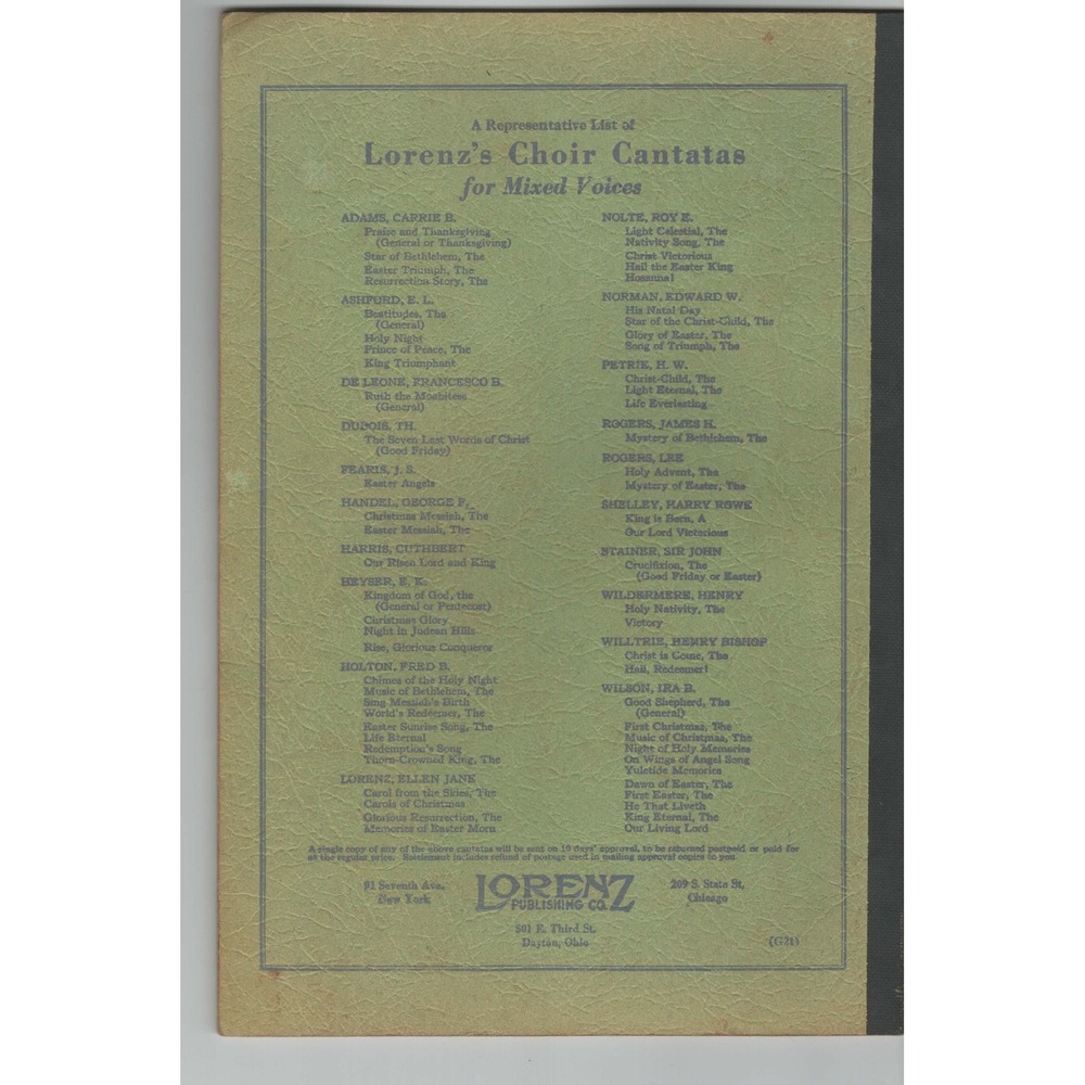 1923 The Resurrection Story An Easter Cantata Carrie B Adams Sheet Music Booklet - Picture 2 of 3